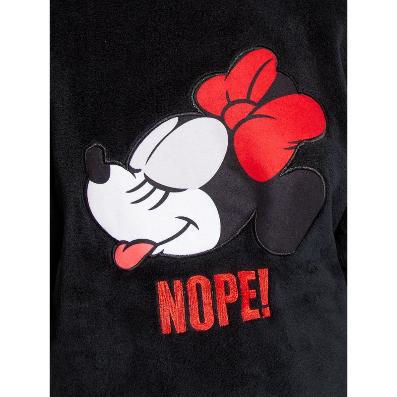 Pijama Mujer Invierno Minnie Mouse Disney Coralina Negro