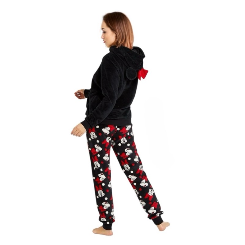 Pijama Invierno Mujer Minnie Mouse Disney Coralina Negro