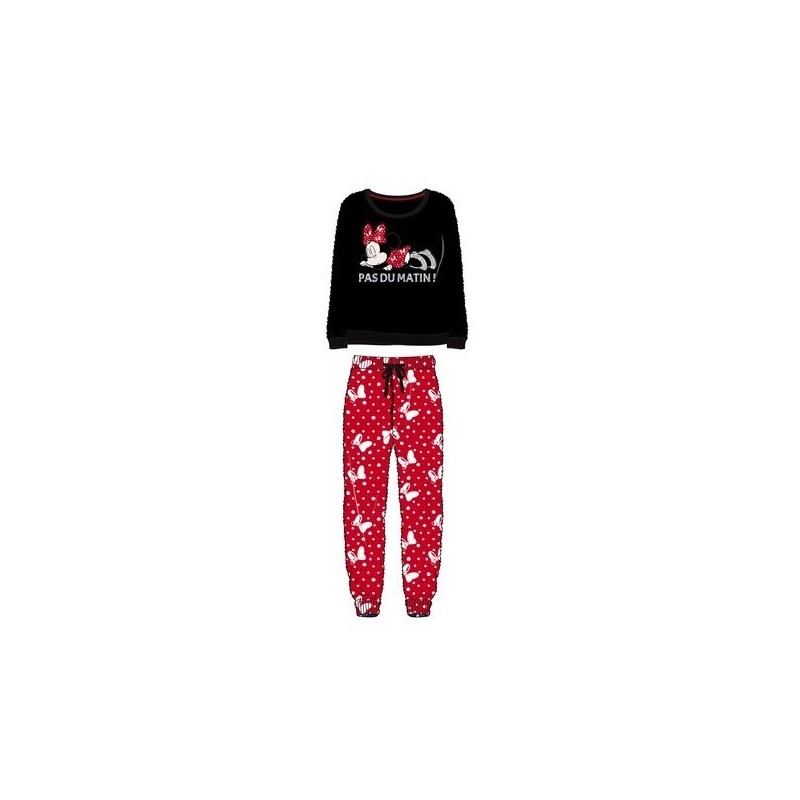 Pijama Mujer Invierno Coralina Minnie Mouse DISNEY Negro