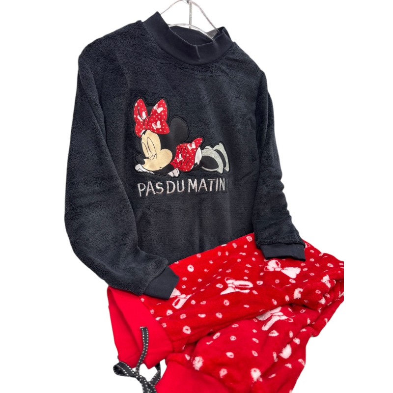 Pijama Mujer Invierno Coralina Minnie Mouse DISNEY Negro