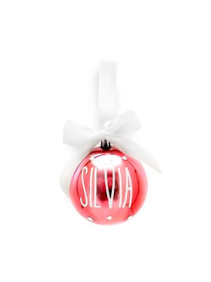 Bola con Lazo Navidad Rosa Perla personalizada