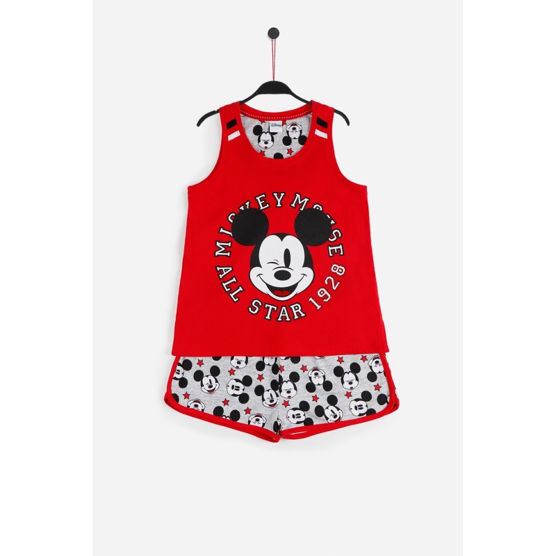 Pajamas de verão para meninas DISNEY Mickey Mouse Color ROJO