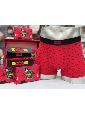 Boxer avec visages MICKEY MOUSE Couleur Rouge