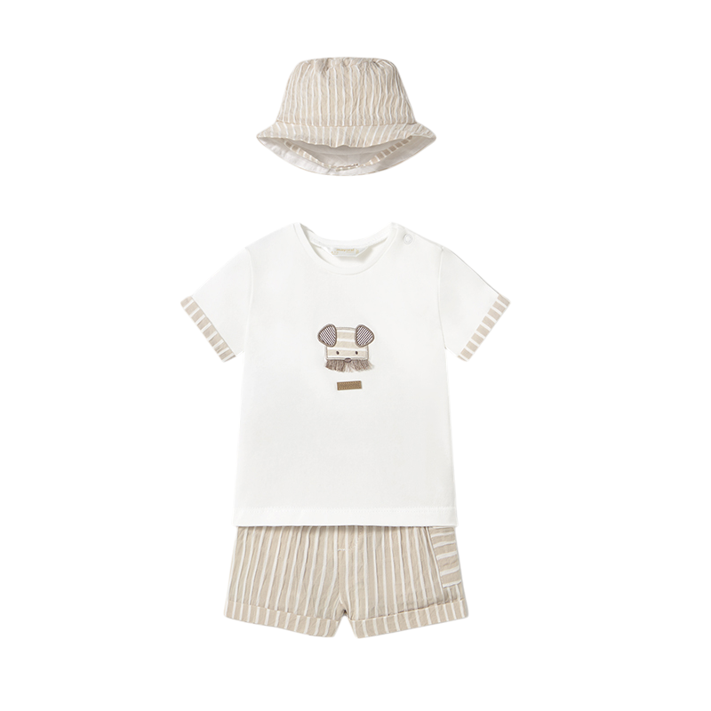 Conjunto Pantalón, Camiseta y Gorro Bebé Mayoral Color Raíz