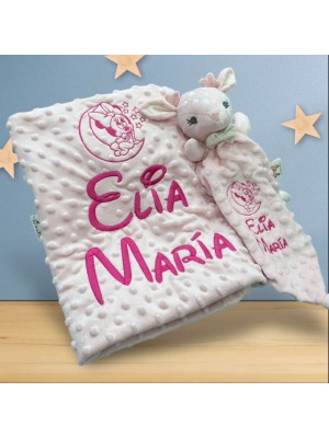 Coperta 2 linee Bambini colore rosa ricamato Nome +... 2