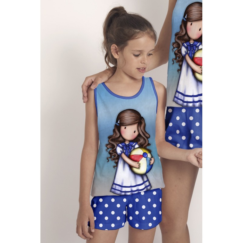 Pijama de verão para menina GORJOS cor azul