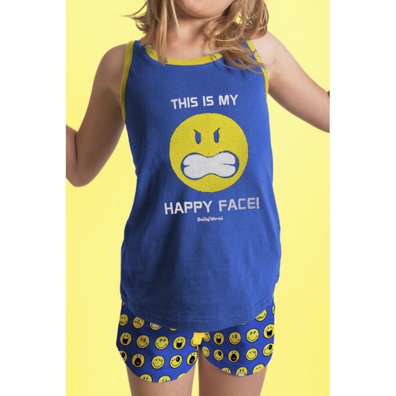 Pigiama estate ragazze SMILEY colore blu