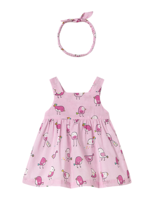 Vestido con diadema estampado Bebé Pétalo