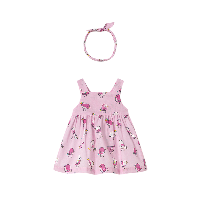 Vestido con diadema estampado Bebé Pétalo