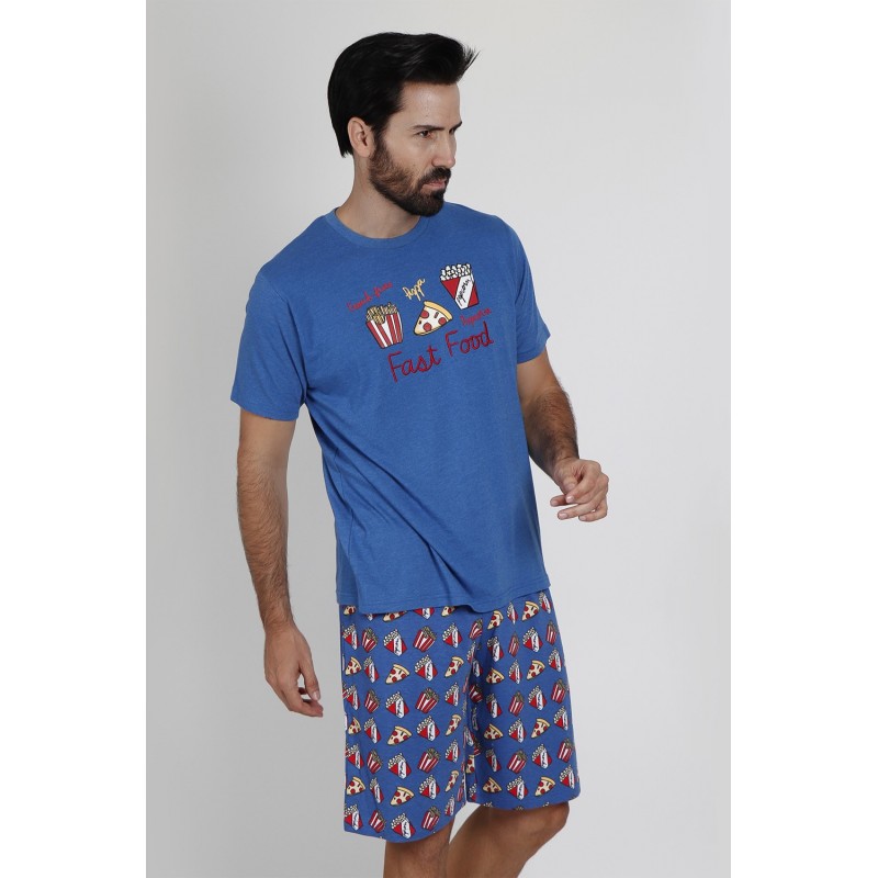 Pyjama homens verão impresso PIZZA ADMAS