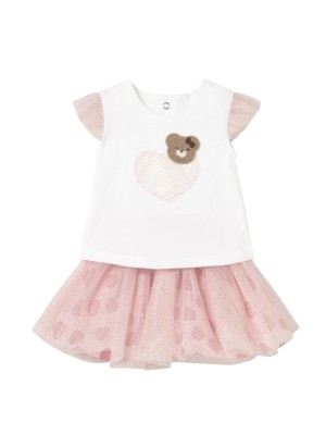 Jupe tul et chemise bébé MAYORAL Rose