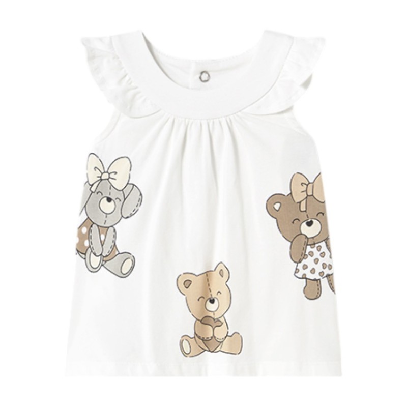 Vestido Estampado Ositos Bebé MAYORAL Blanco