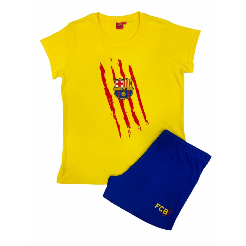 Pijama d'été pour femmes FC Barcelone Couleur Jaune