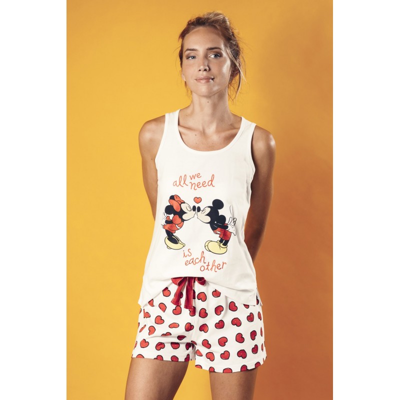 Pyjama Shooter Frau MICKEY UND MINNIE Disney Love Mouse