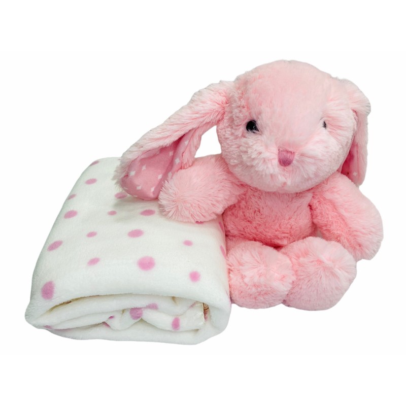 Peluche Conejito + Manta Coralina en caja Regalo color ROSA