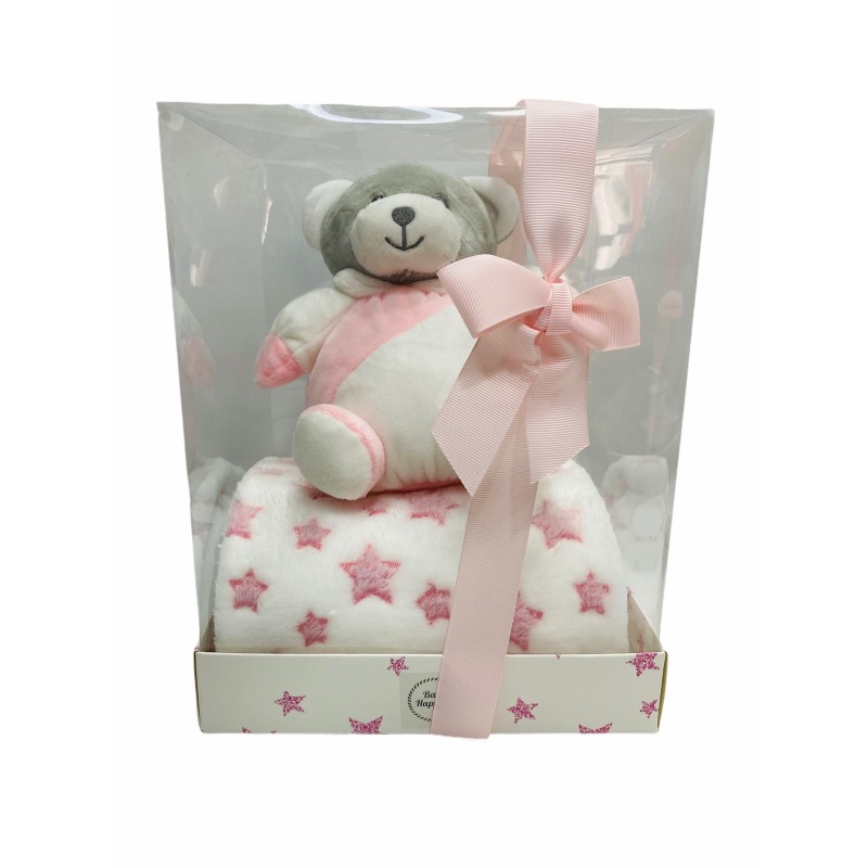 Peluche + Manta Estrellas Coralina en caja Regalo color ROSA
