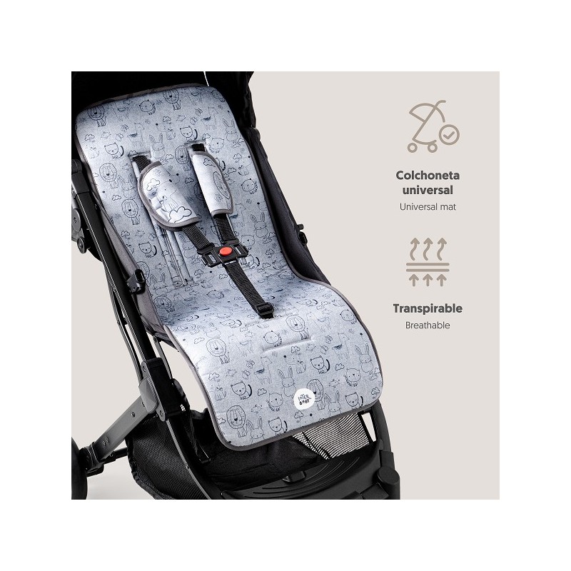 Colchoneta Universal de Verano INTERBABY Animalitos Gris