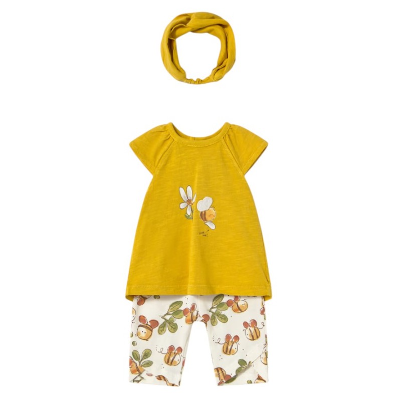 Conjunto 3 piezas con diadema recién nacida MAYORAL Oliva