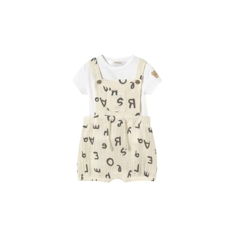 Conjunto peto letras y camiseta recién nacido MAYORAL