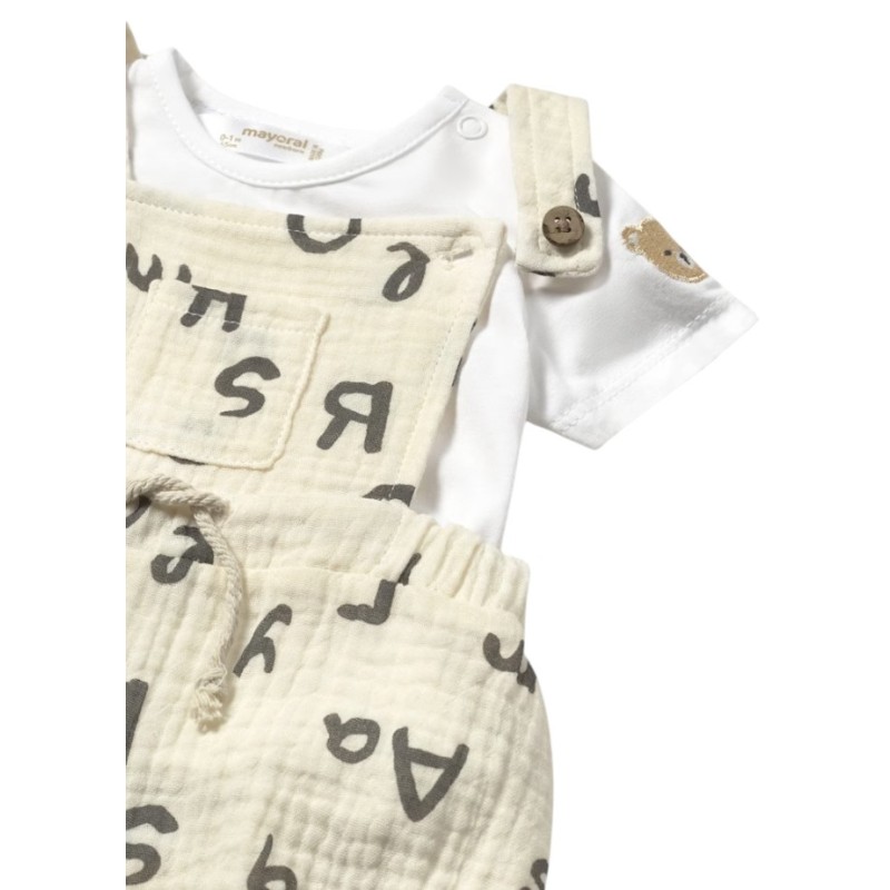 Conjunto peto letras y camiseta recién nacido MAYORAL