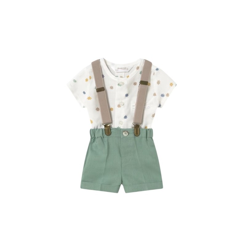Conjunto pantalón corto tirantes y camisa recién nacido