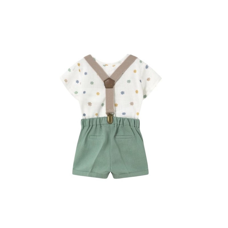 Conjunto pantalón corto tirantes y camisa recién nacido