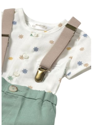 Conjunto pantalón corto tirantes y camisa recién nacido 2