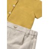 Conjunto pantalón corto y camisa con lino recién nacido