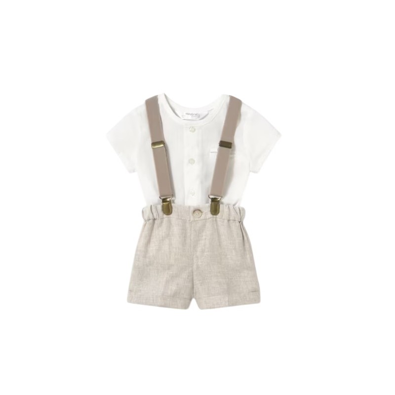 Conjunto pantalón corto tirantes y camisa recién nacido
