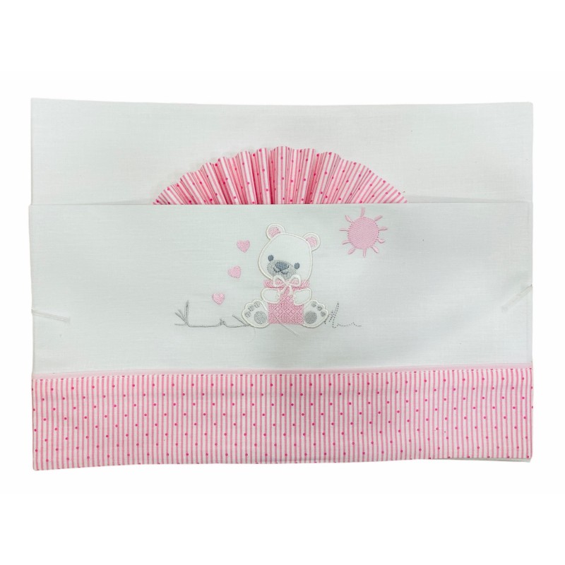 Juego sábanas Cuna 60x120cm Osito Color BLANCO-ROSA