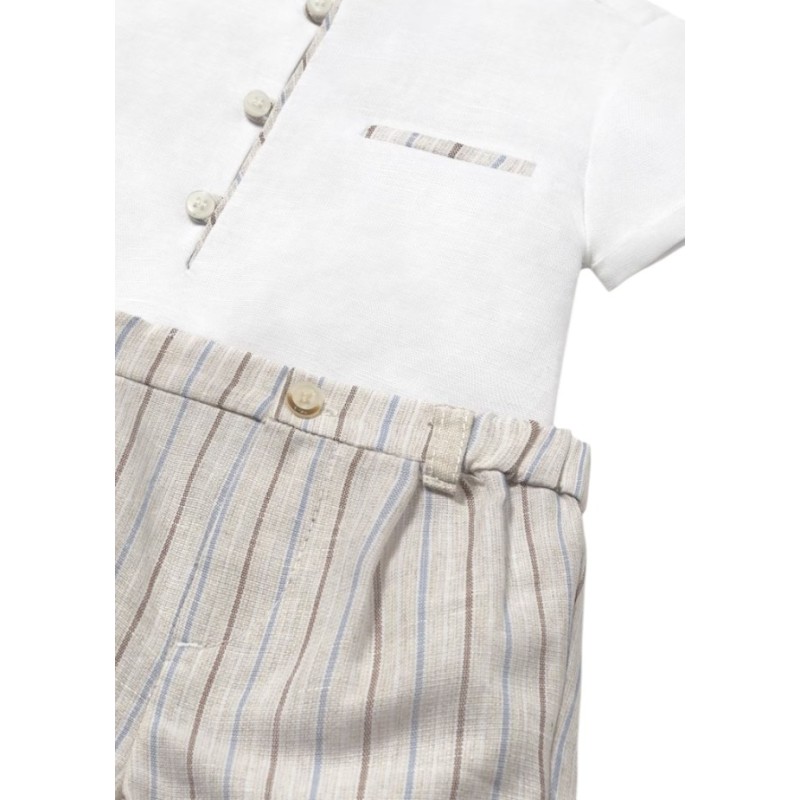 Conjunto pantalón corto y camisa con lino recién nacido Lino