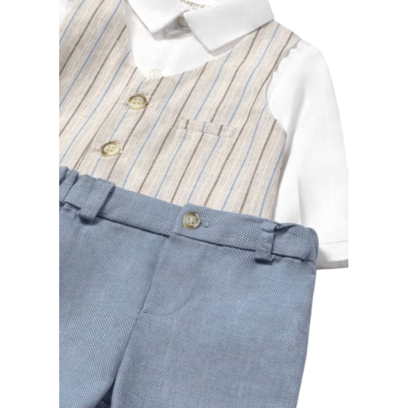 Conjunto pantalón corto y camisa con chaleco recién nacido