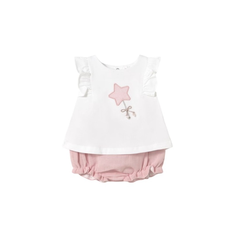 Conjunto cubrepañal y camiseta recién nacida Rosa