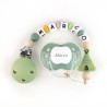 Chupete Verde + Cadenita Silicona Tipi Menta personalizada