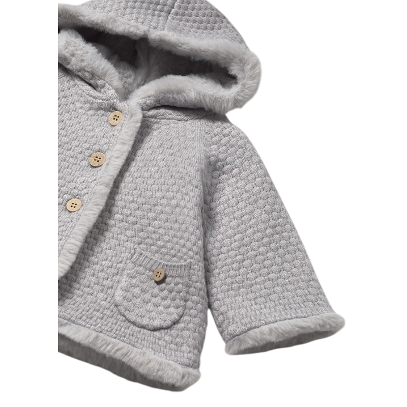 Chaqueta tricot con pelo recién nacida MAYORAL