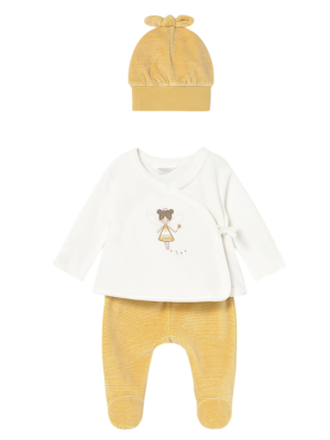 Conjunto 3 piezas polaina recién nacida MAYORAL Miel