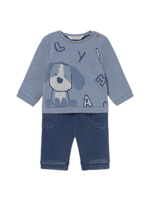 Conjunto pantalón y sudadera perrito bebé MAYORAL Blue bell