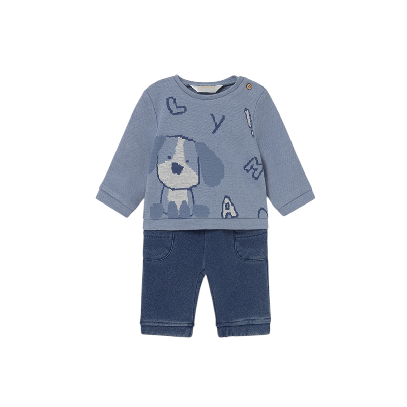 Conjunto pantalón y sudadera perrito bebé MAYORAL Blue bell