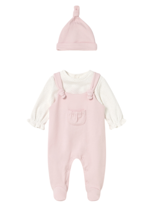 Pelele peto con gorro recién nacida MAYORAL Rosa