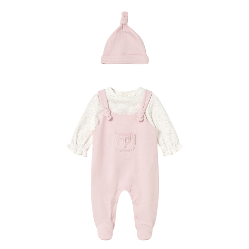 Pelele peto con gorro recién nacida MAYORAL Rosa