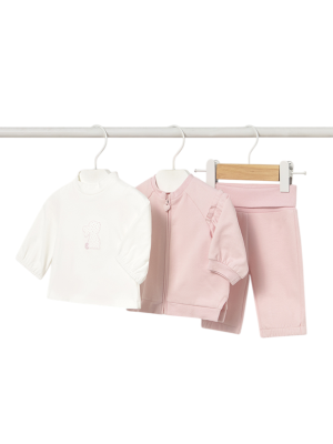 Chándal 3 piezas felpa perchada recién nacida MAYORAL