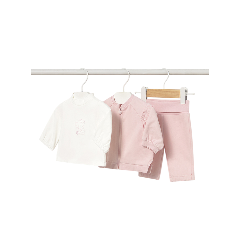 Chándal 3 piezas felpa perchada recién nacida MAYORAL