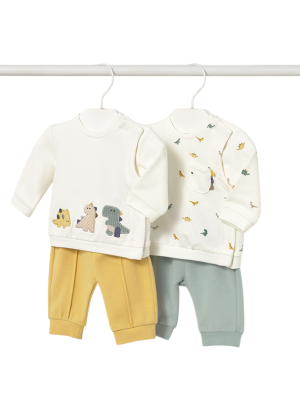 Conjunto 4 piezas dinosaurio recién nacido MAYORAL Miel
