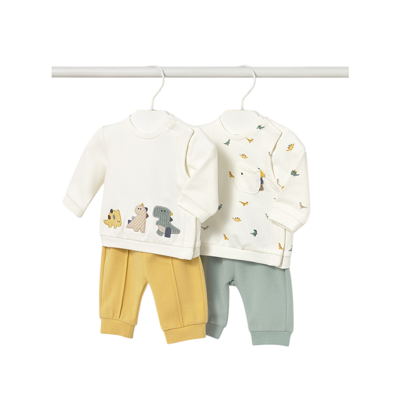 Conjunto 4 piezas dinosaurio recién nacido MAYORAL Miel