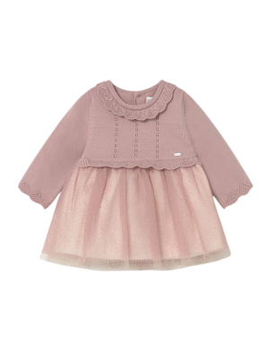 Vestido tricot y tul recién nacida MAYORAL Pétalo