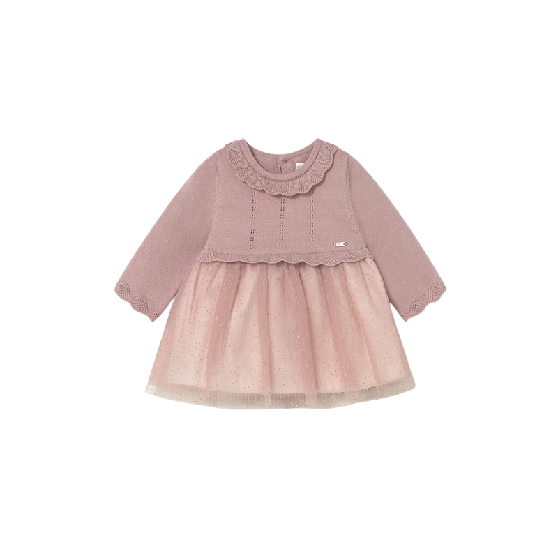 Vestido tricot y tul recién nacida MAYORAL Pétalo