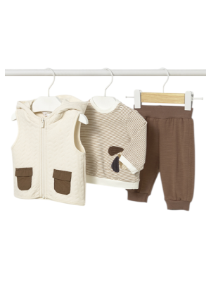 Conjunto chaleco 3 piezas recién nacido MAYORAL Cacao