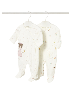 Set 2 Peleles Pijamas recién nacida MAYORAL Crudo