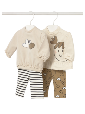 Conjunto leggings 4 piezas recién nacida MAYORAL Cacahuete.