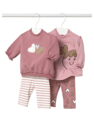 Conjunto leggings 4 piezas recién nacida MAYORAL Orquídea